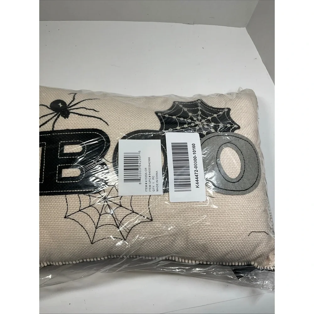 K&K interiors Boo Decorative Pillow & runner Spider Web Halloween Cream Black 1
